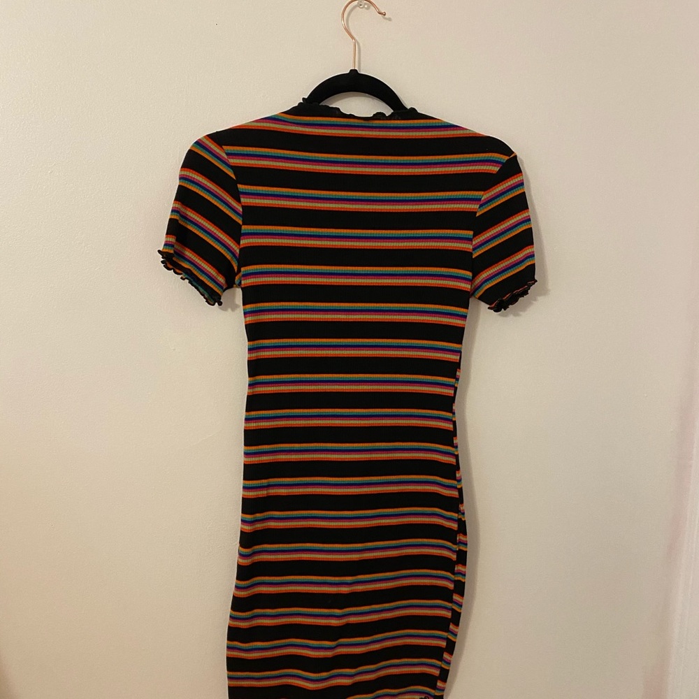 Stripped, multicolored, bodycon mini dress